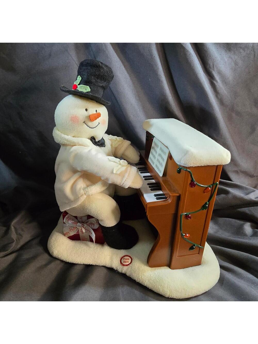 Hallmark 2005 Jingle Pals Piano Playing Snowman Musical Plush Lights